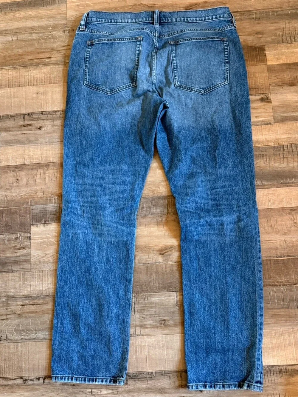 J.CREW Flex Stretch Straight Men's Denim Jeans Blue Button Logo‎ 5-Pocket 35x32